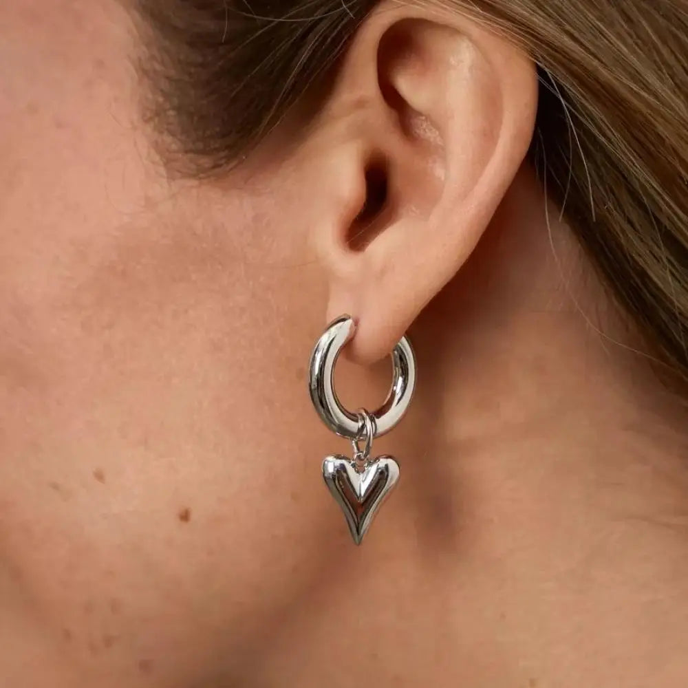 Punk Heart Pendant Silver Earrings Mermaid Way