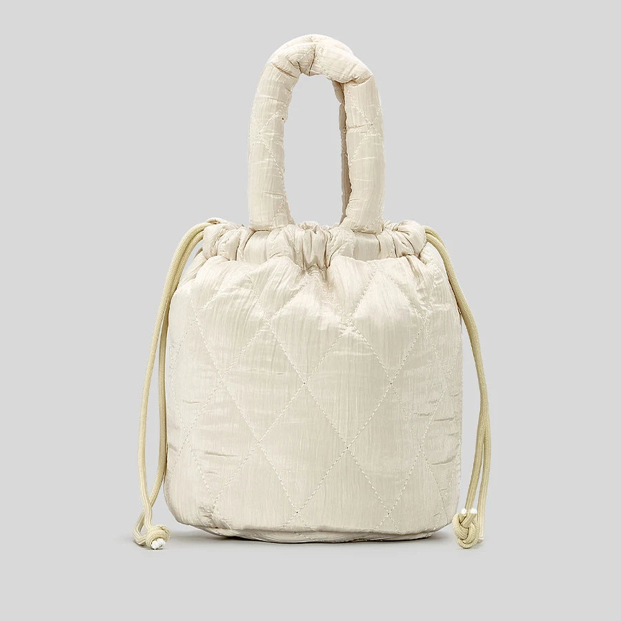 Quilora Fashion Quilted Padded Bucket Bag - Beige - Mermaid Way