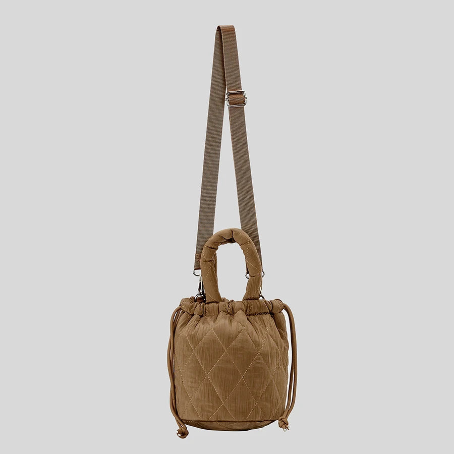 Quilora Fashion Quilted Padded Bucket Bag - Brown - Mermaid Way