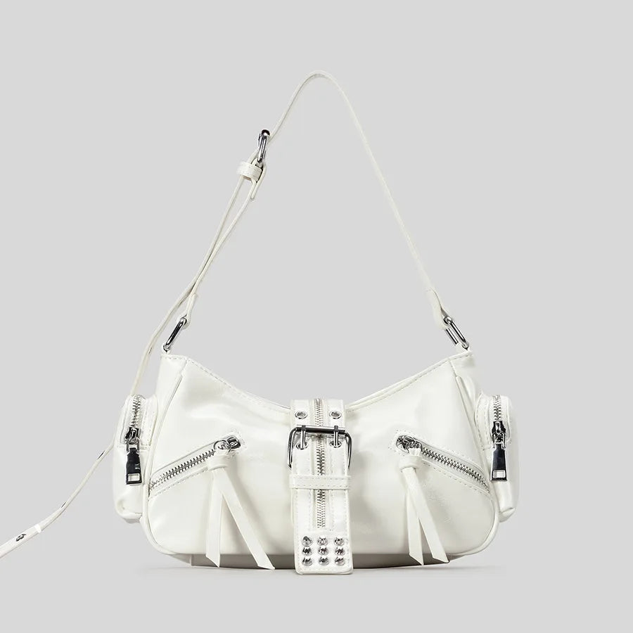Ravix Ravix Rivet Multi-Zipper Bag - Edgy Shoulder Purse