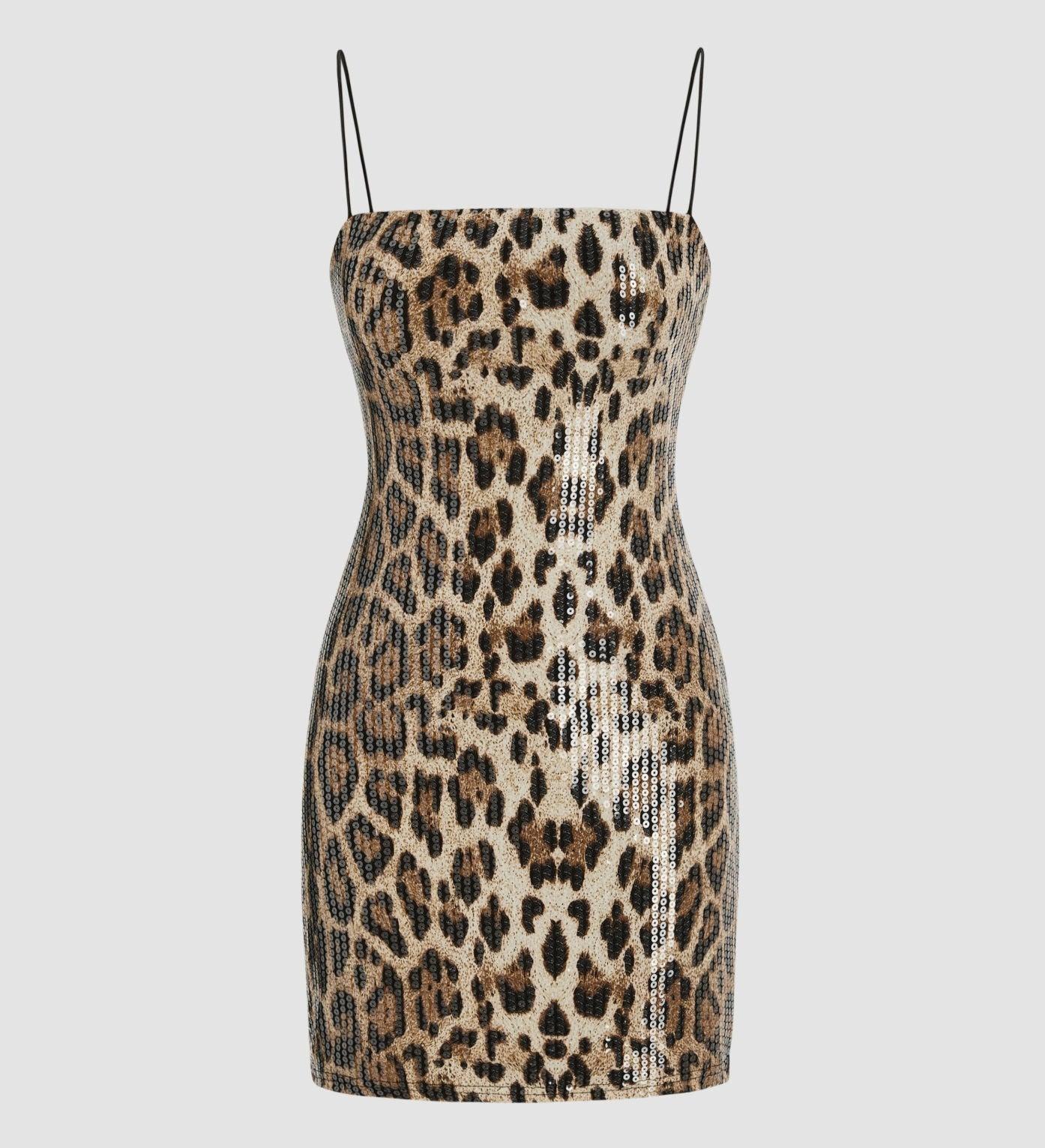 Ready For It Sequin Leopard Print Mini Dress - Leopard / S - Mermaid Way