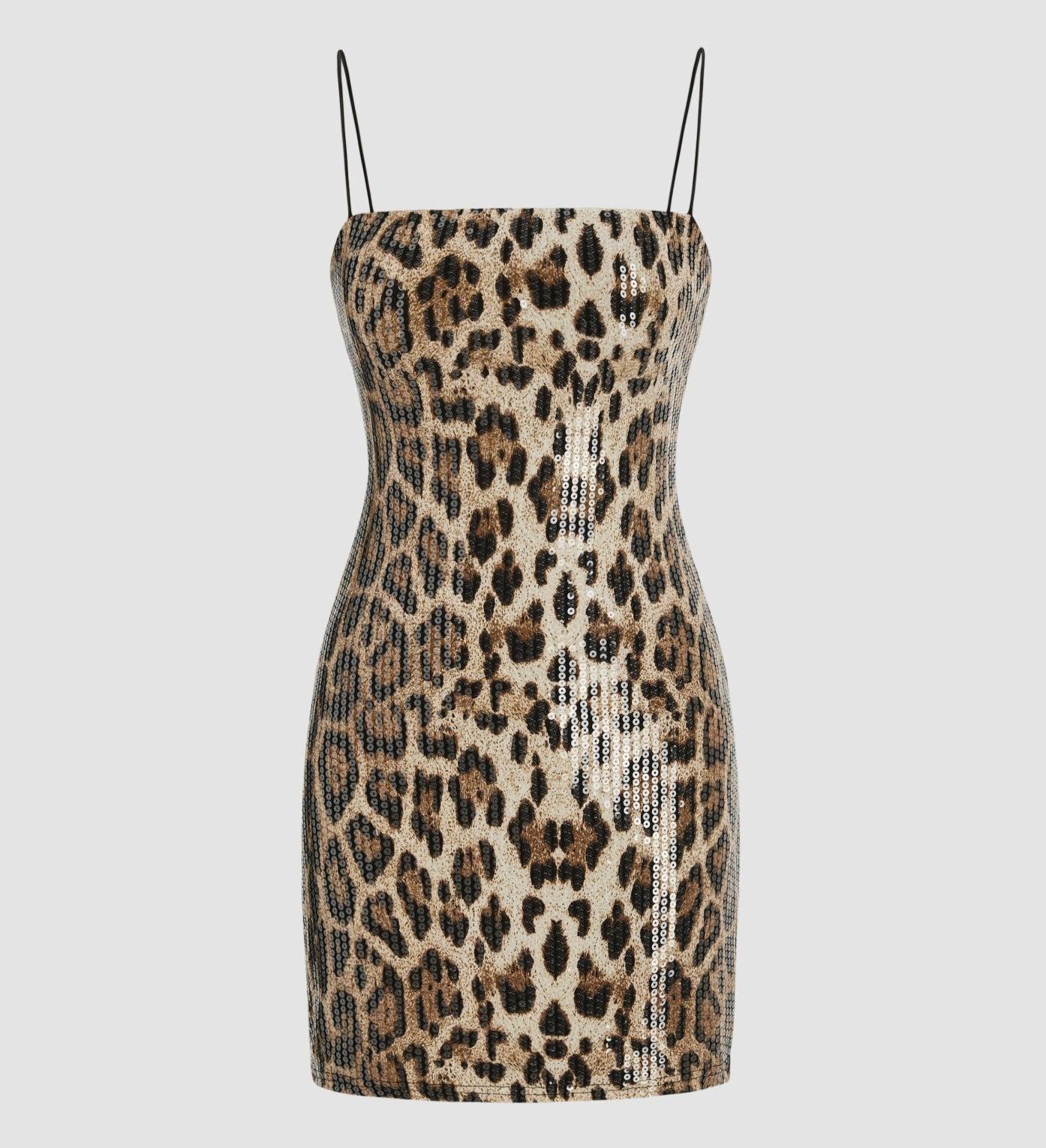 Leopard Print Sequin Suspender Dress Sexy Party Dress Leopard Print Street Style Nightclub Versatile Suspender Sequined Dress Leopard / M Leopard Print Sequin Suspender Dress Sexy Party Dress Leopard Print Street Style Nightclub Versatile Suspender Sequined Dress Leopard / M