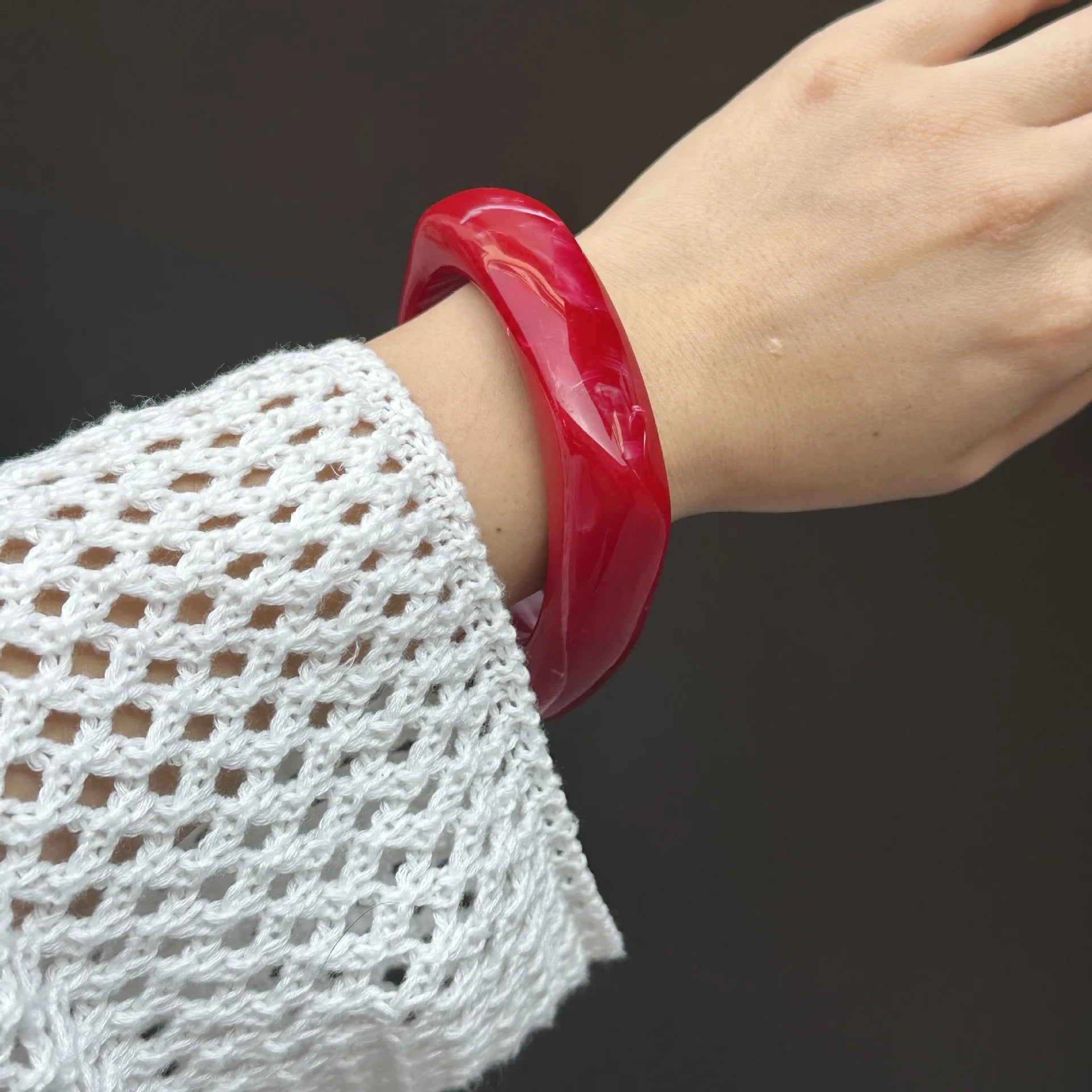 Ruby Swell Wide Geometric Red Bracelets Mermaid Way