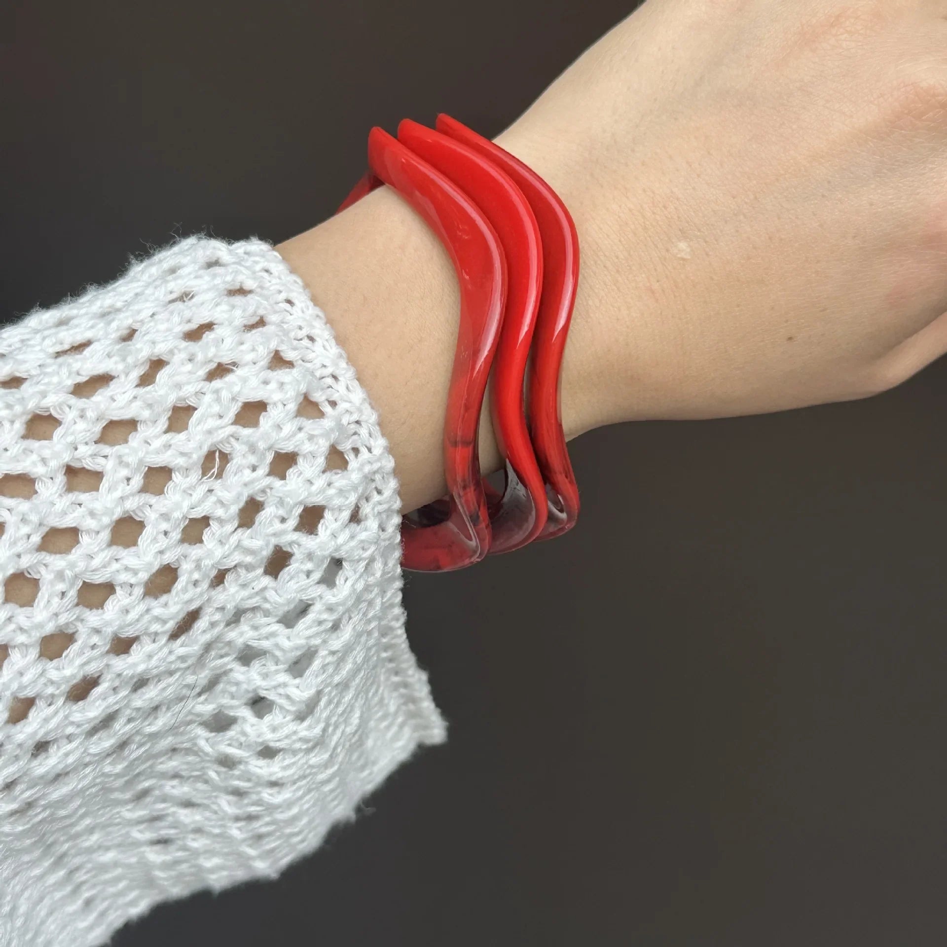 Ruby Swell Wide Geometric Red Bracelets Mermaid Way