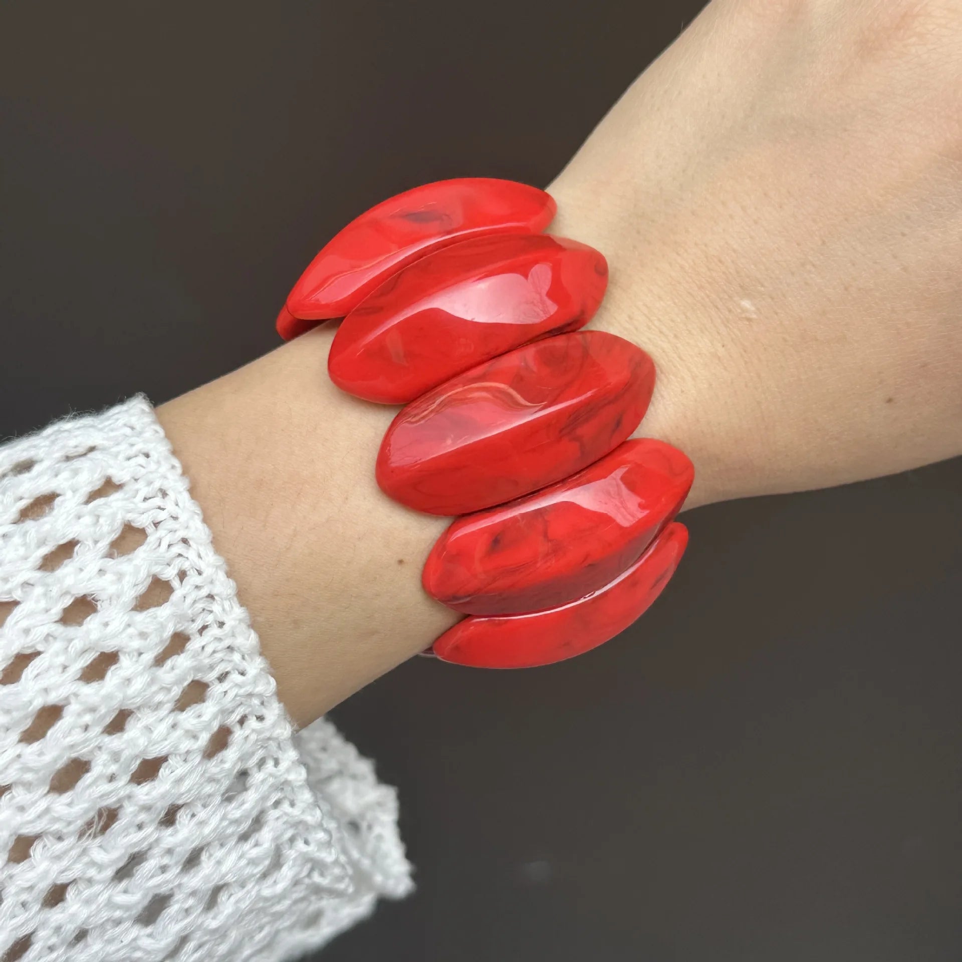 Ruby Swell Wide Geometric Red Bracelets Mermaid Way