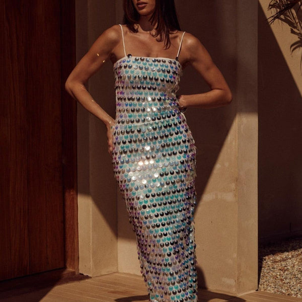 Ariel's Embrace Hologram Sequin Midi Dress - Dresses - Mermaid Way