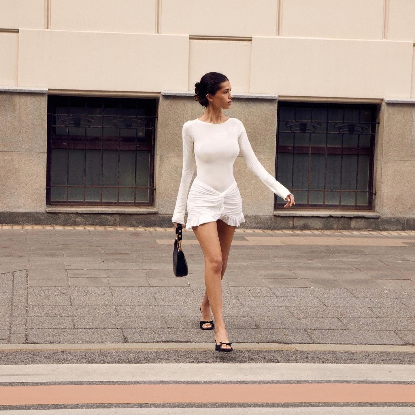 Say Yes Ruffled Long Sleeve Mini Dress Mermaid Way