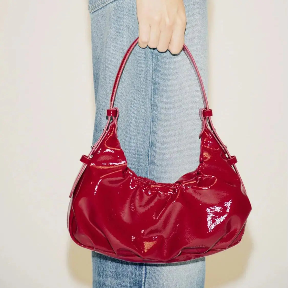 Scarlet Kiss Ruched Shoulder Bag - Red - Mermaid Way