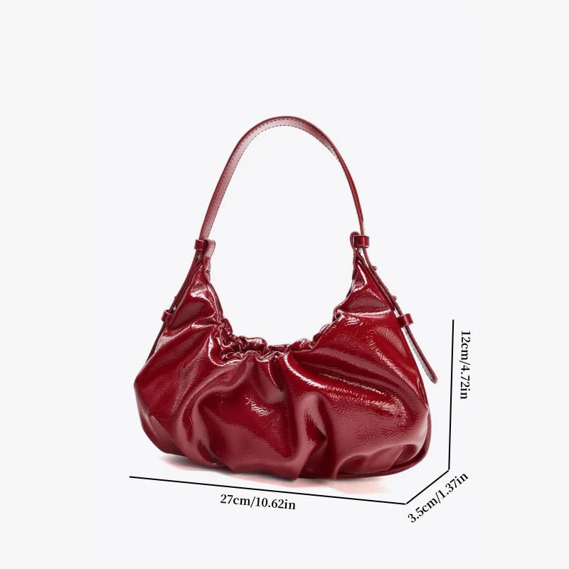 Scarlet Kiss Ruched Shoulder Bag - Red - Mermaid Way