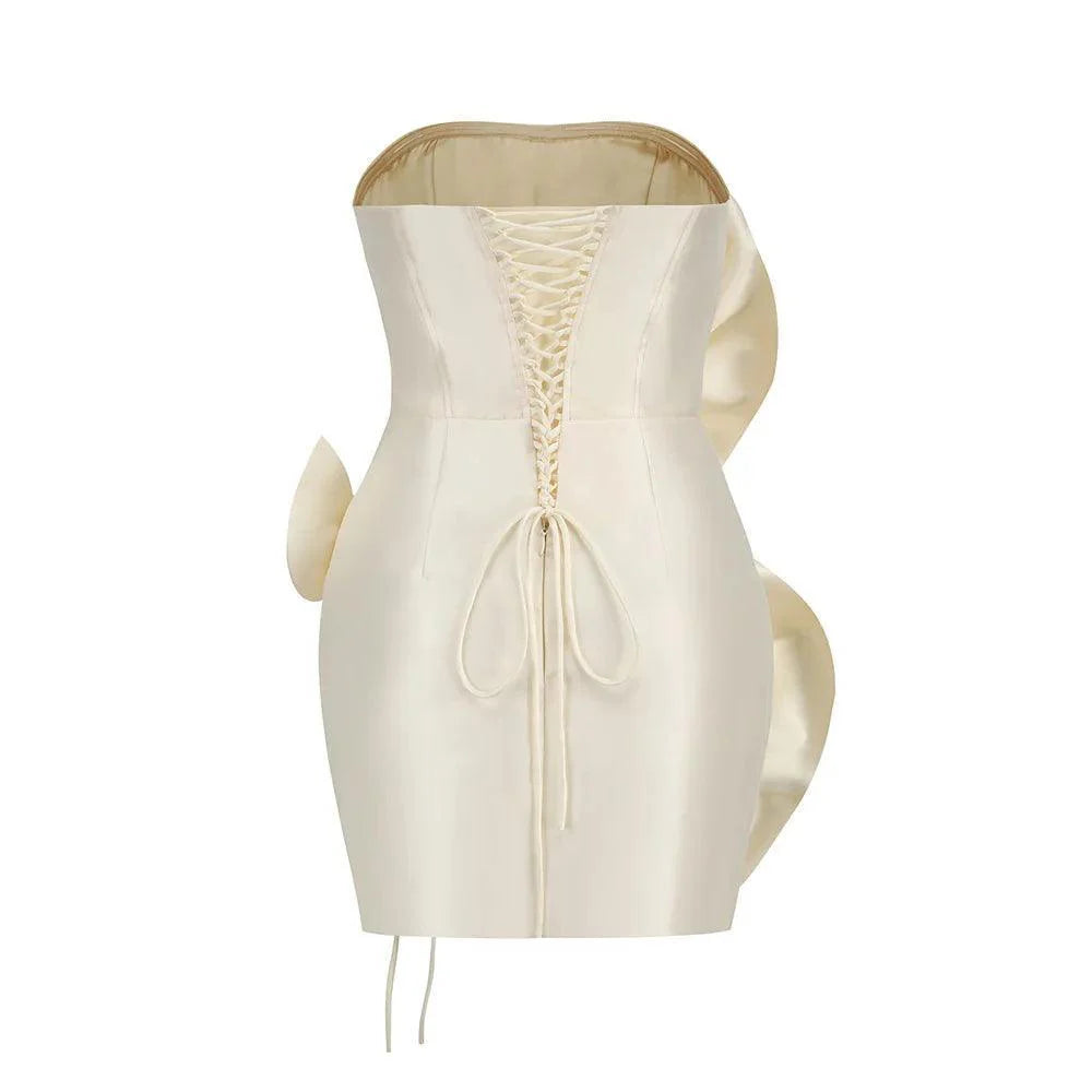Serenity Silk Voluminous Flower Mini Dress Mermaid Way, Ivory / L Serenity Silk Voluminous Flower Mini Dress Mermaid Way, Ivory / L
