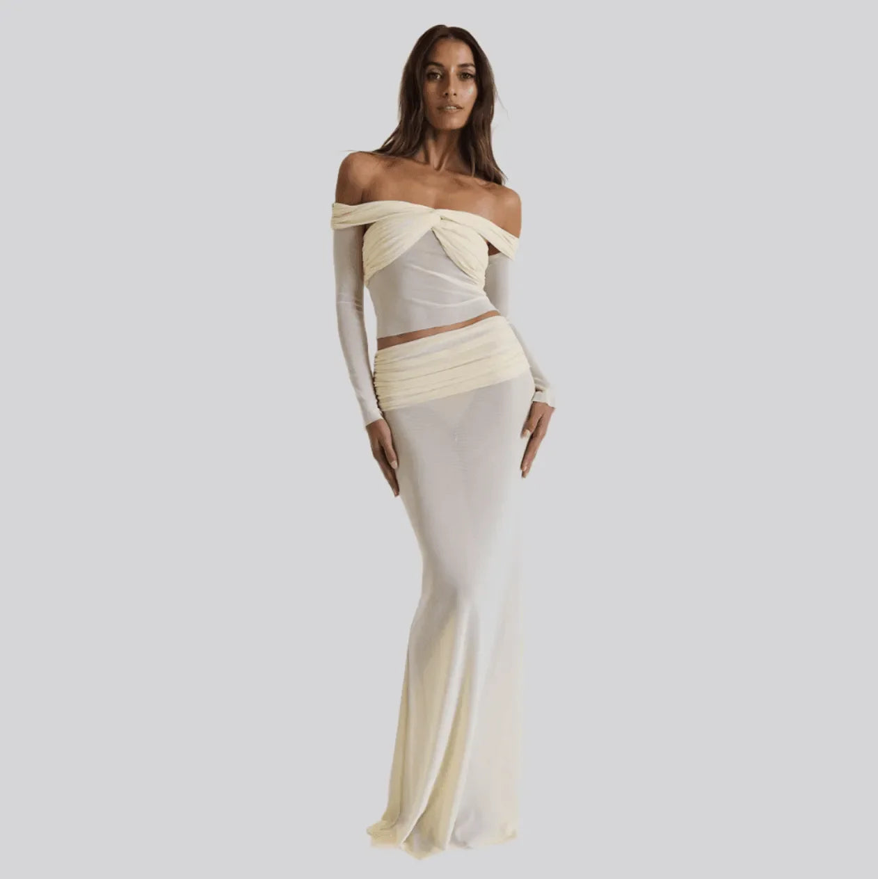 Shapiro Mesh Two Piece Set - Beige / S - Mermaid Way