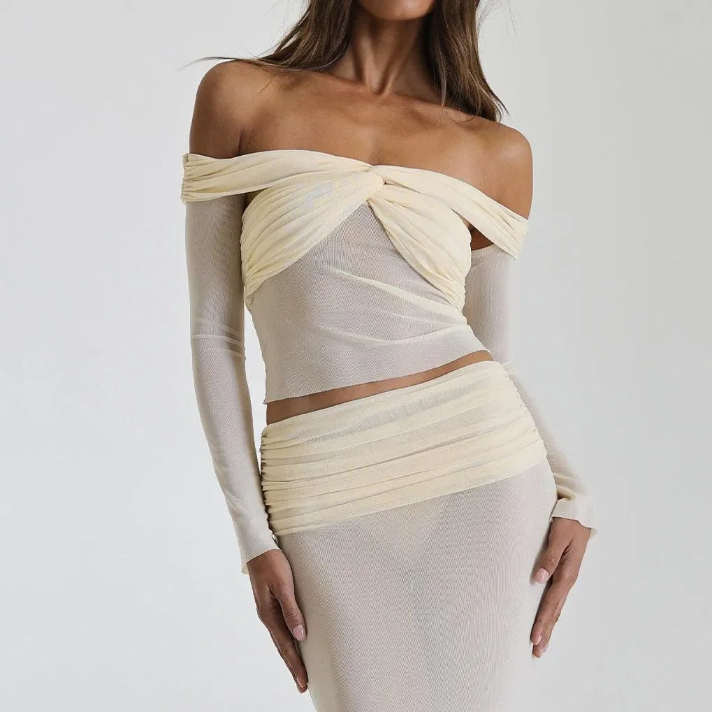Shapiro Mesh Two Piece Set - Beige / S - Mermaid Way