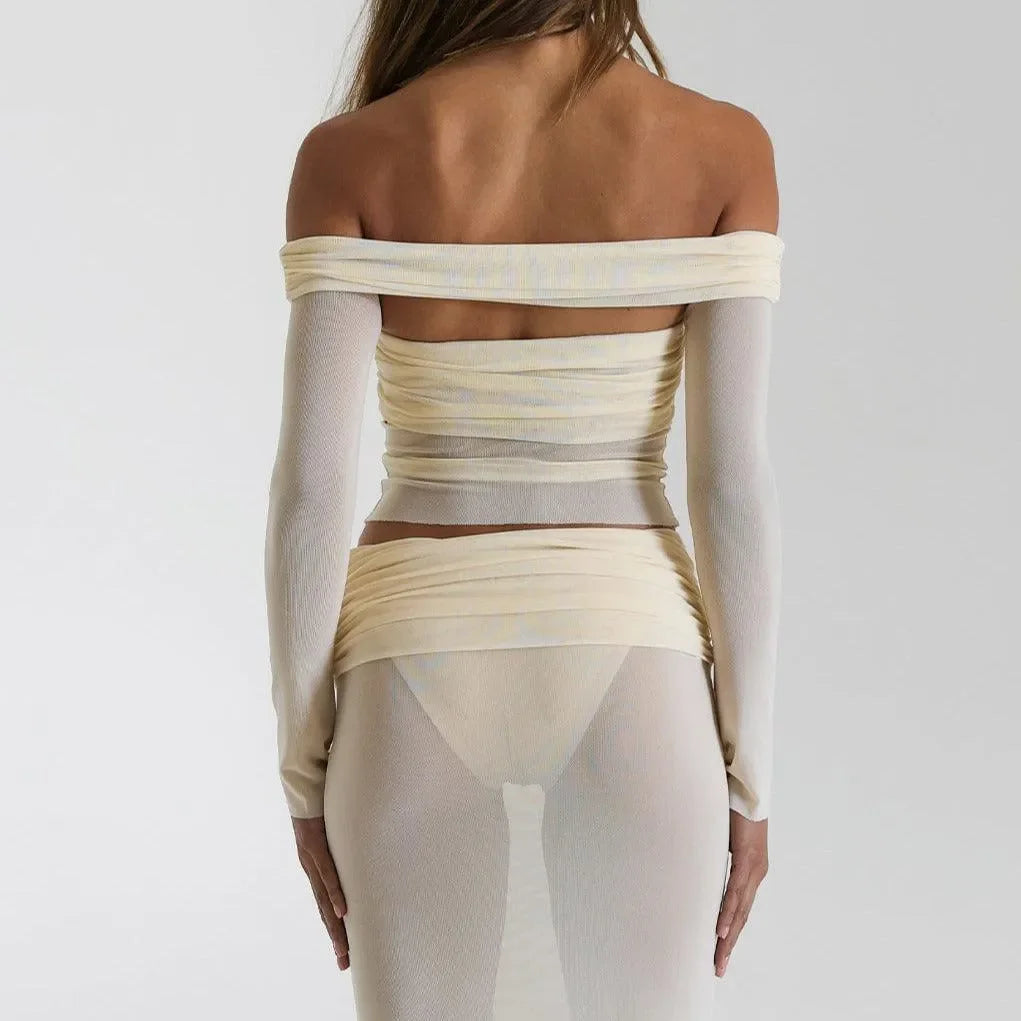 Shapiro Mesh Two Piece Set - Beige / S - Mermaid Way