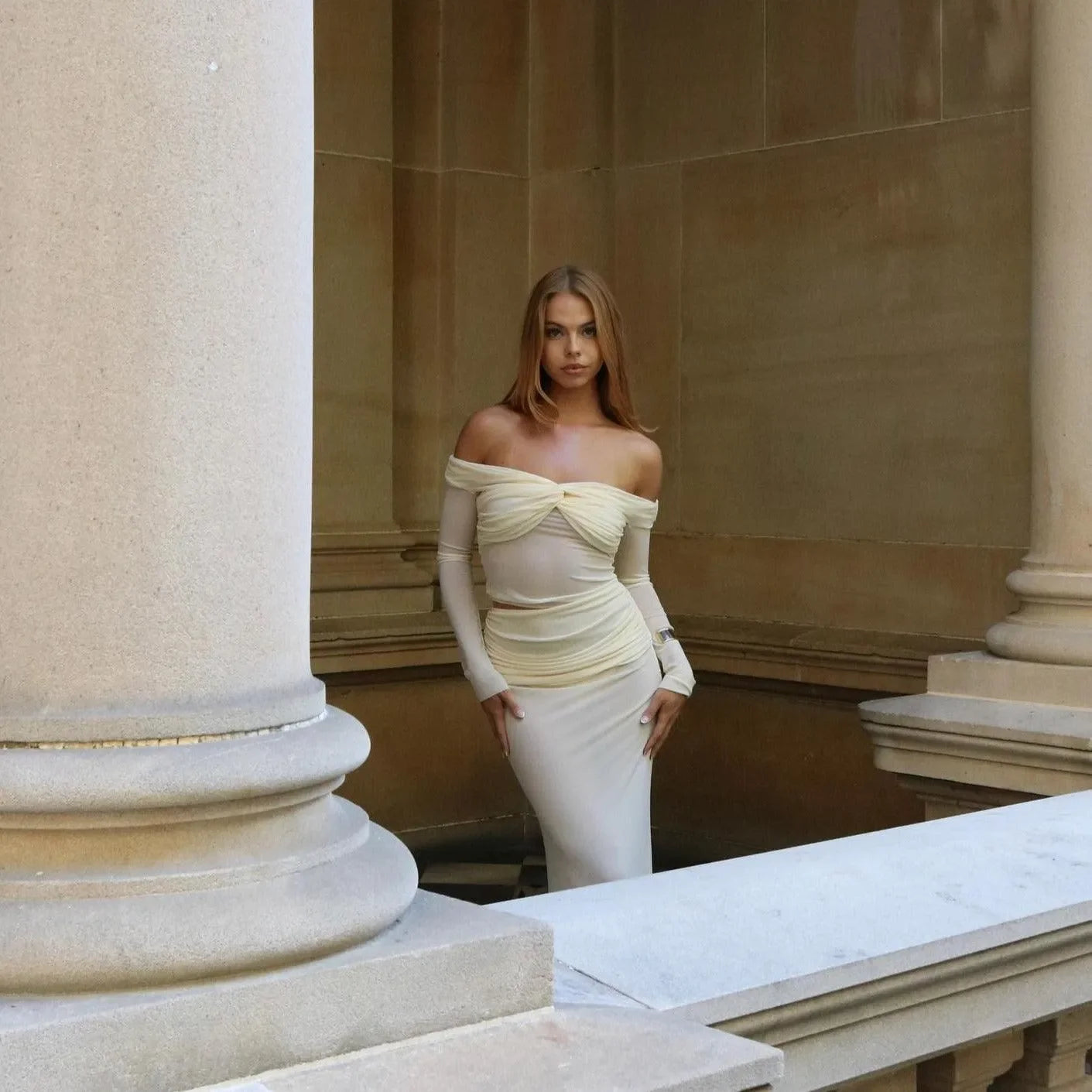Shapiro Mesh Two Piece Set - Beige / S - Mermaid Way