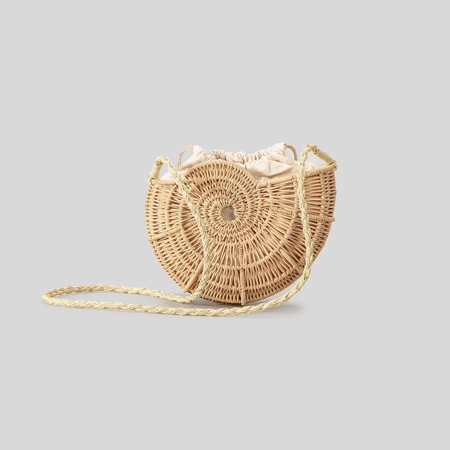 Shella Conch Rattan Bag - Khaki - Mermaid Way