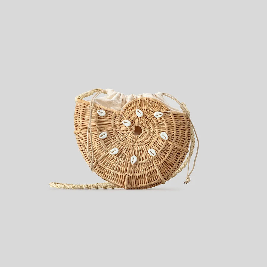 Shella Conch Rattan Bag - Khaki - Mermaid Way