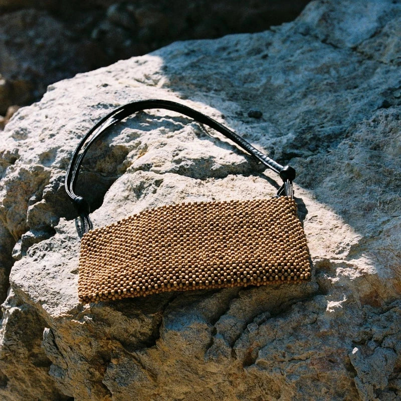 Shine Grid Beaded Shoulder Bag - Bronze - Mermaid Way
