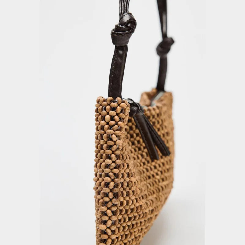 Shine Grid Beaded Shoulder Bag - Bronze - Mermaid Way
