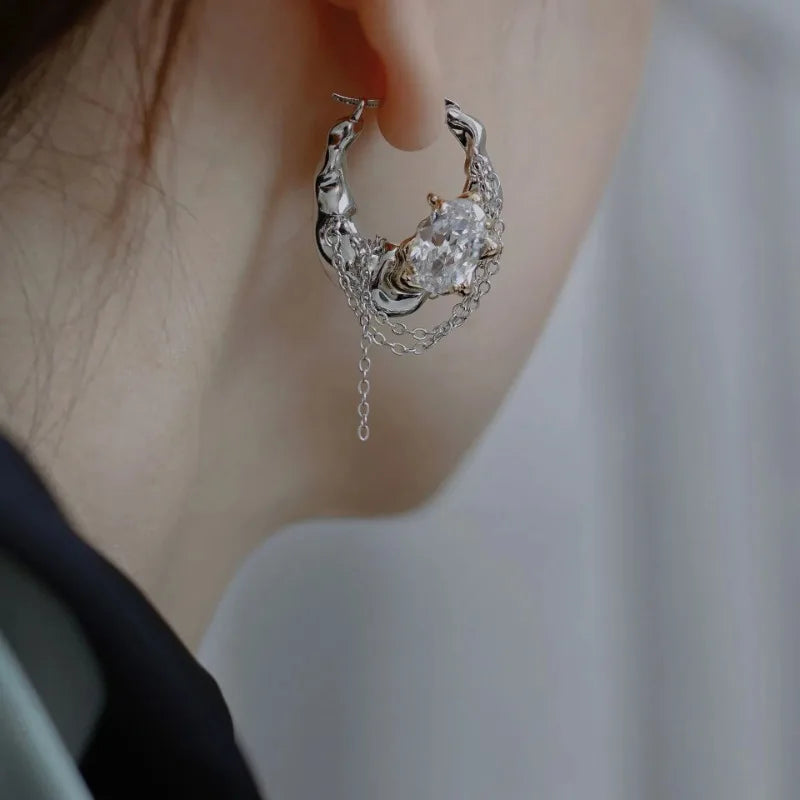 Shiny Crystal Hoop Earring Mermaid Way
