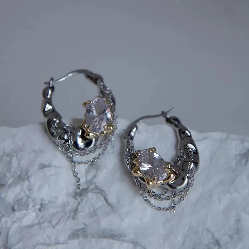 Shiny Crystal Hoop Earring Mermaid Way