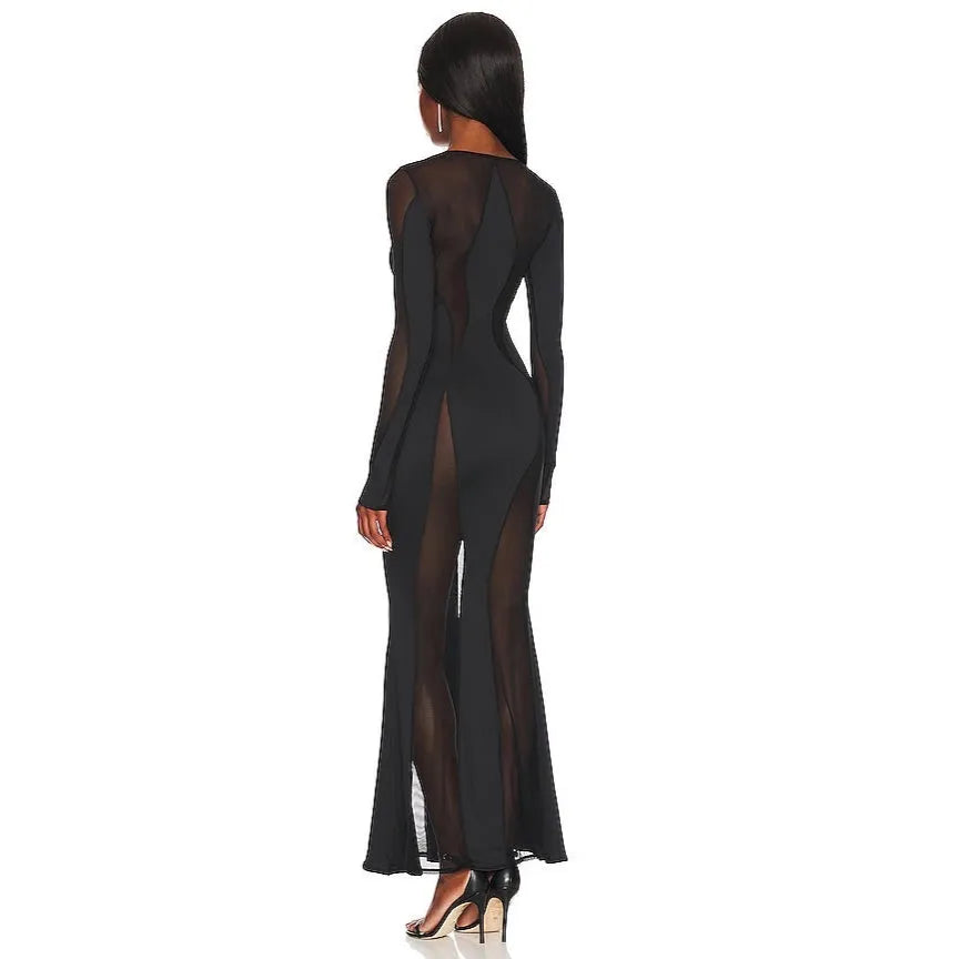 Siena Long Sleeve Mesh Maxi Dress Mermaid Way