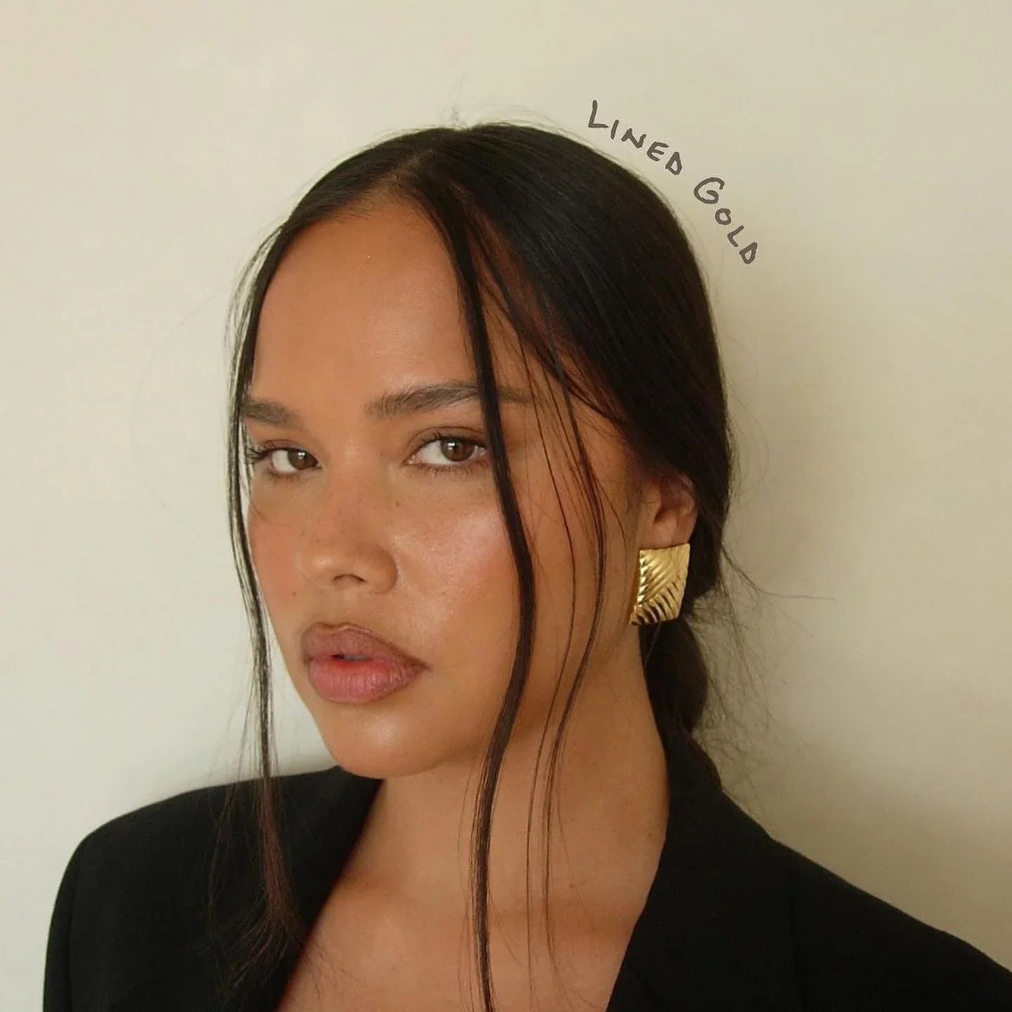 Square Lined Gold Earings Mermaid Way