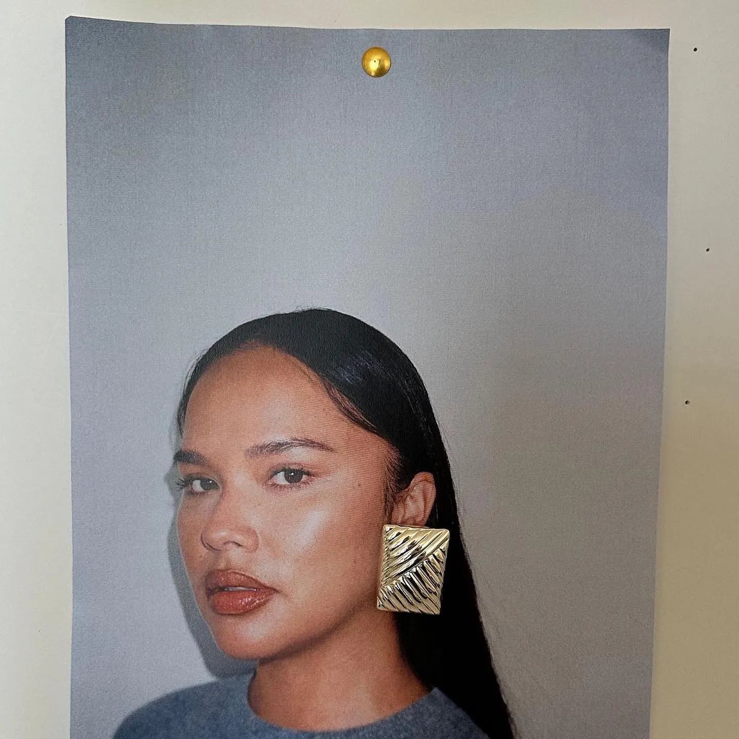 Square Lined Gold Earings Mermaid Way