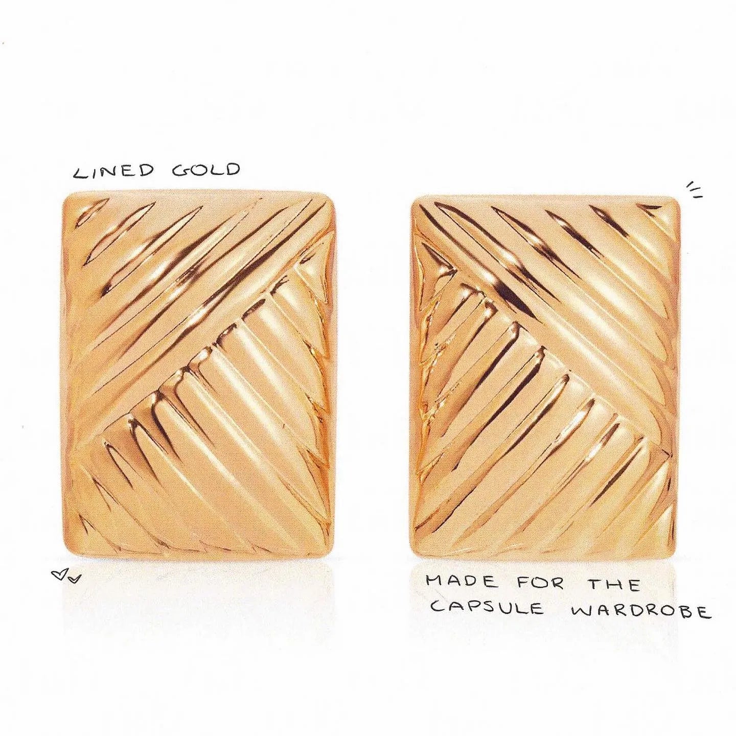 Square Lined Gold Earings Mermaid Way
