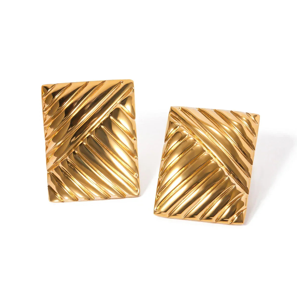 Square Lined Gold Earings Mermaid Way