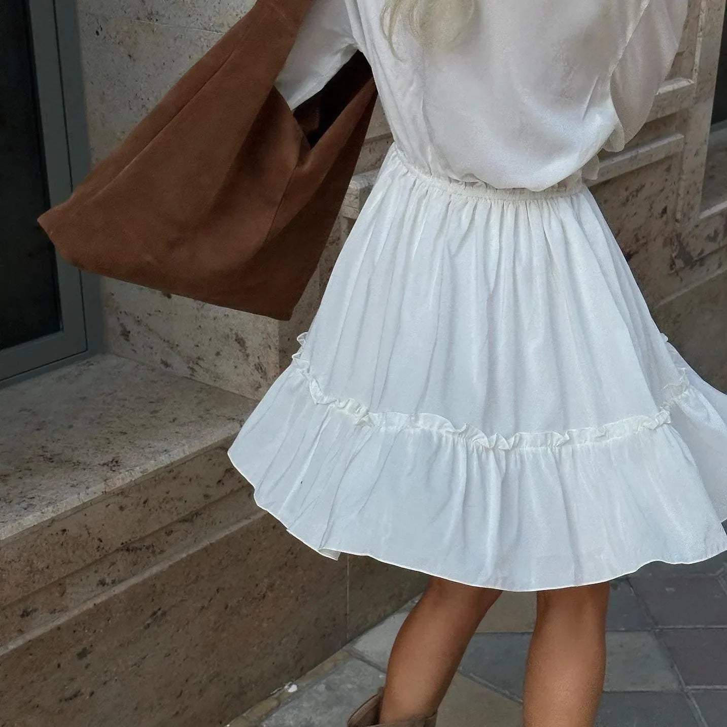 Women's White Dress Mini Dress Ruffle Date Vacation Streetwear Casual V Neck Long Sleeve White Color Women's White Dress Mini Dress Ruffle Date Vacation Streetwear Casual V Neck Long Sleeve White Color