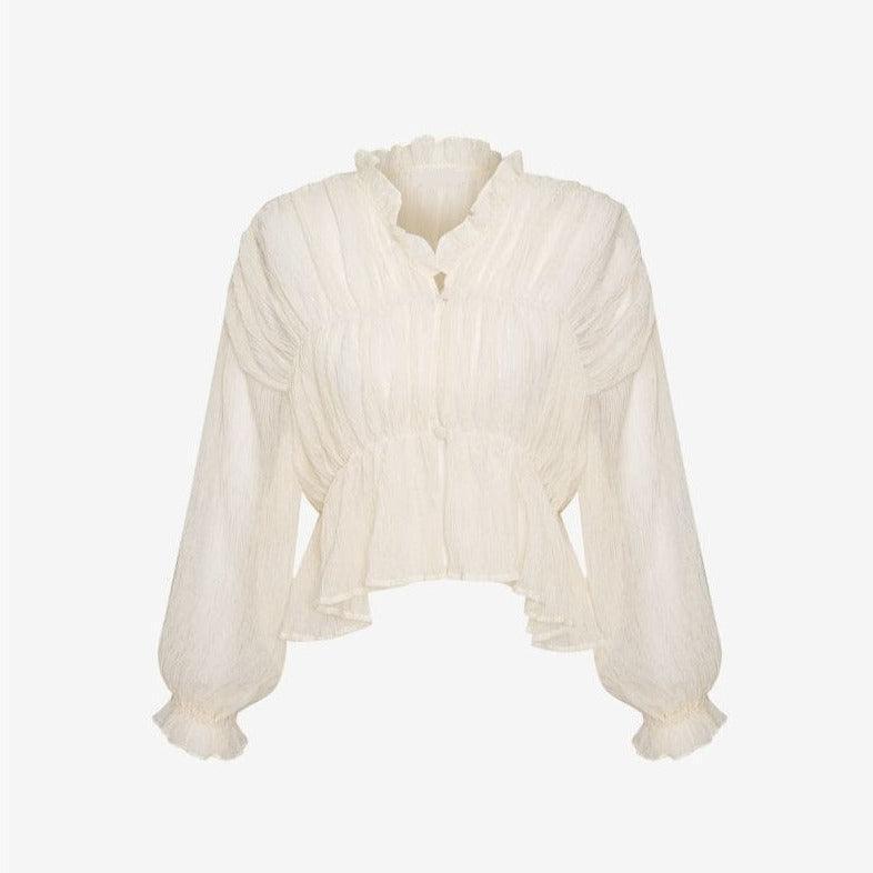 Sweet Fantasy Long Sleeve Semi-Sheer Top - Ivory / S - Mermaid Way