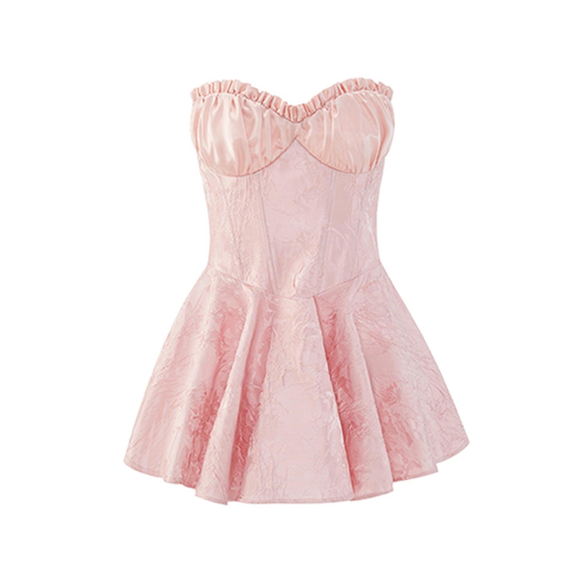 Sweet Poison Pink Off-Shoulder Corset Satin Mini Dress Sweet Poison Pink Off-Shoulder Corset Satin Mini Dress