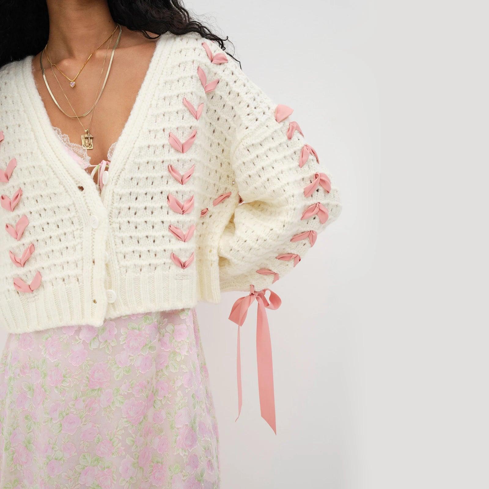 Sweetest Secret Knitted Cropped Cardigan - Ivory / S - Mermaid Way