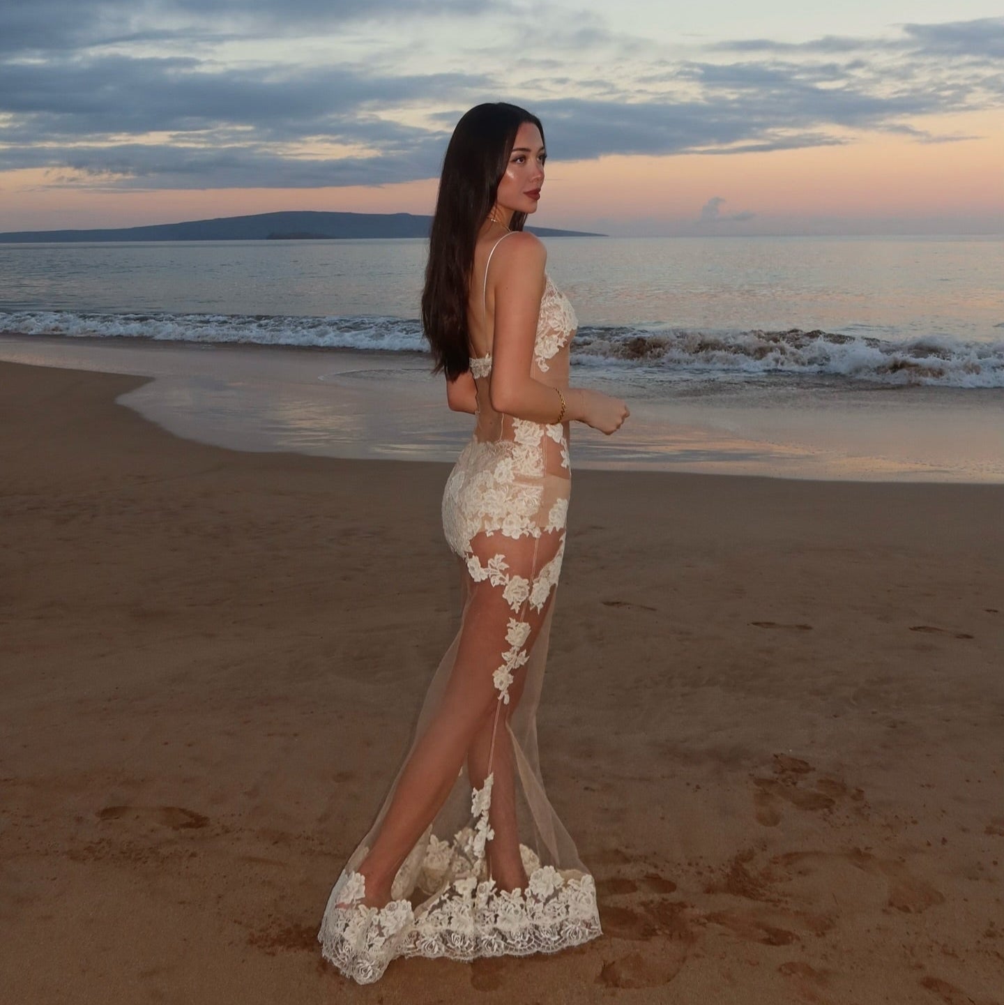 Te Amo Lace Mesh Maxi Dress - White / S - Mermaid Way