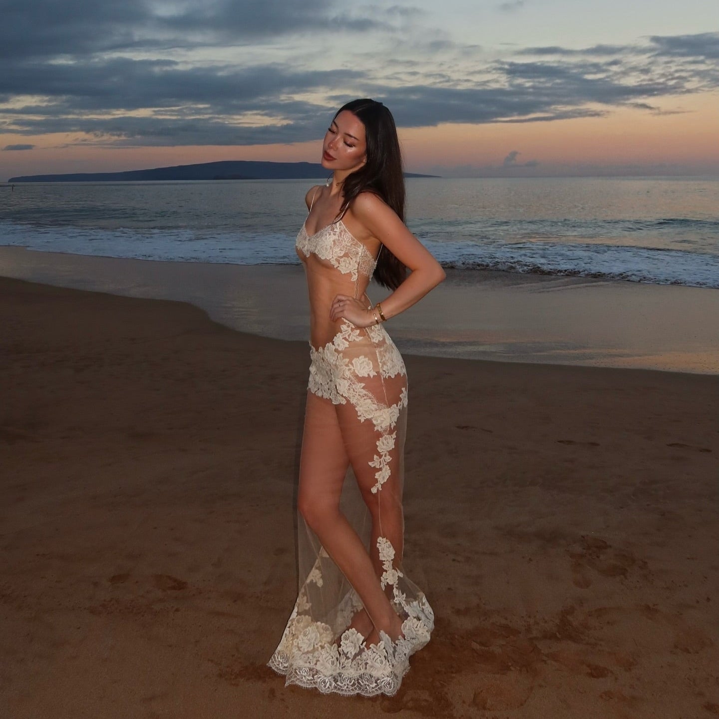 Te Amo Lace Mesh Maxi Dress - White / S - Mermaid Way