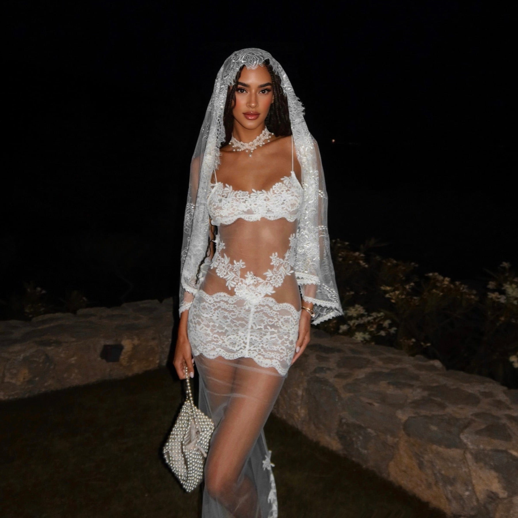 Te Amo Lace Mesh Maxi Dress - White / S - Mermaid Way