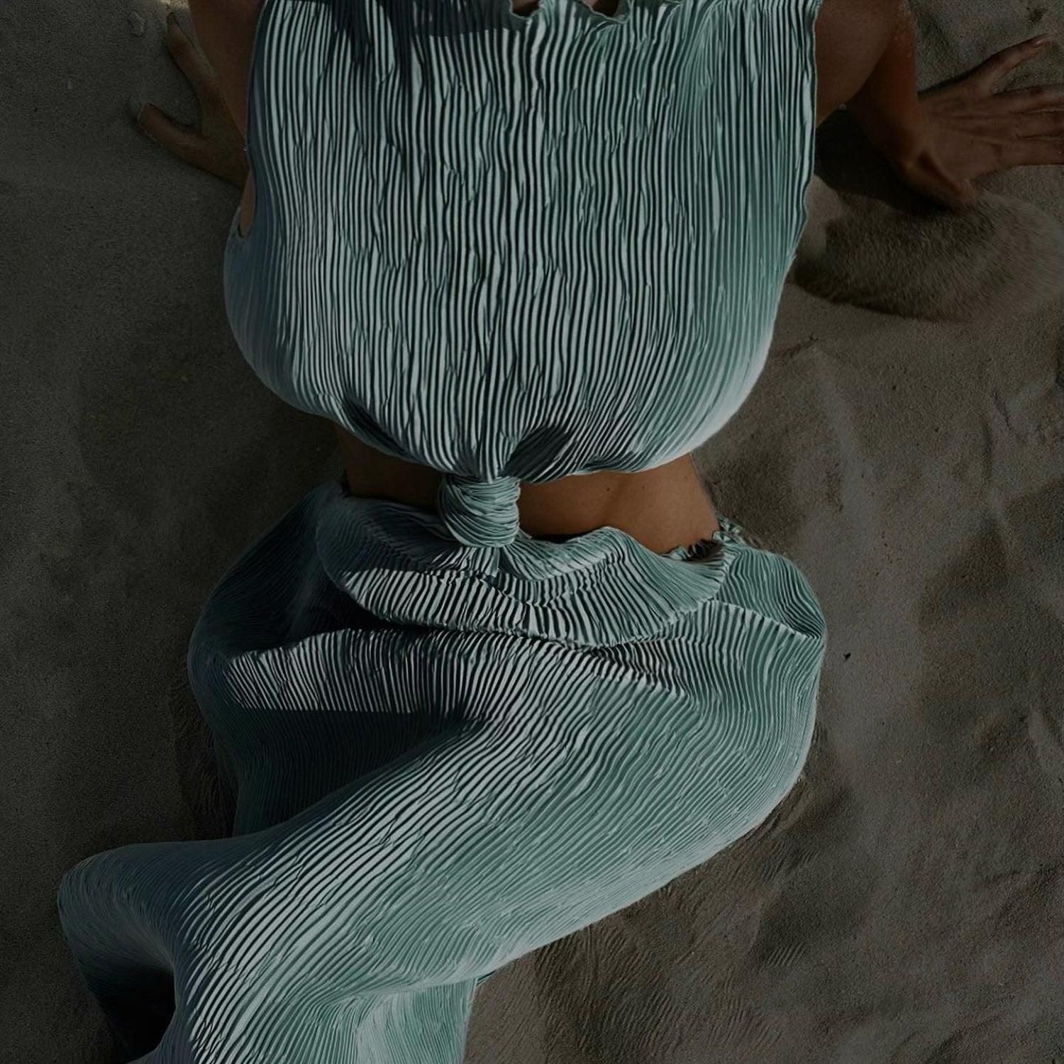 Tell Me Nothing Pleated Maxi Dress - Light Blue / S - Mermaid Way