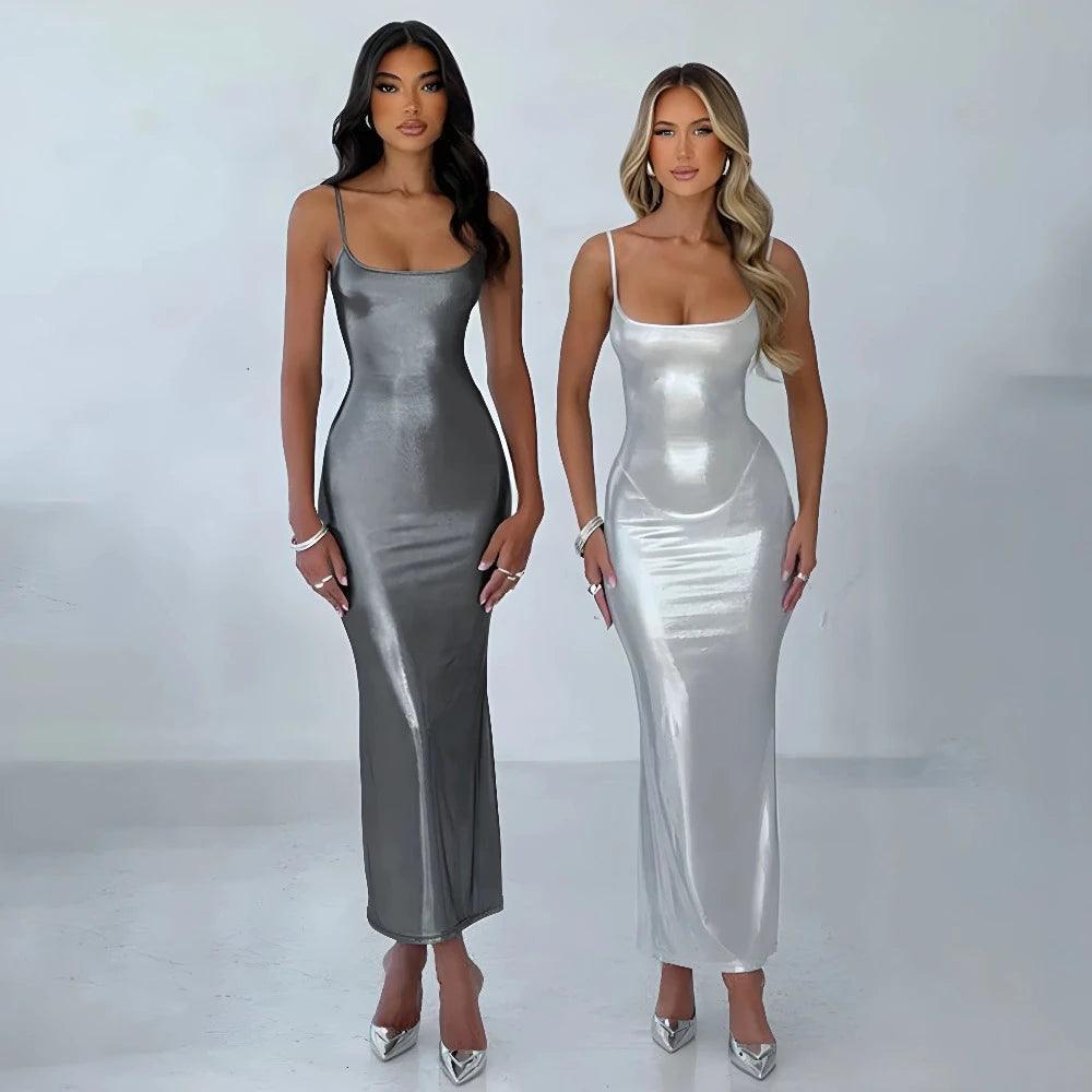 The Language Of Love Metallic Maxi Dress - White / S - Mermaid Way