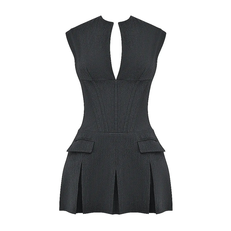 white christmas dresses Asos Design Corset Plunge Mini Dress With Corsage Floral Detail In Blue main image 1