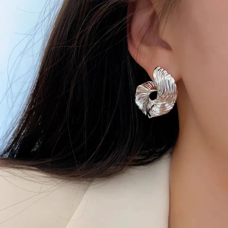 Twist of Light Spiral Stud Earrings - Silver - Mermaid Way