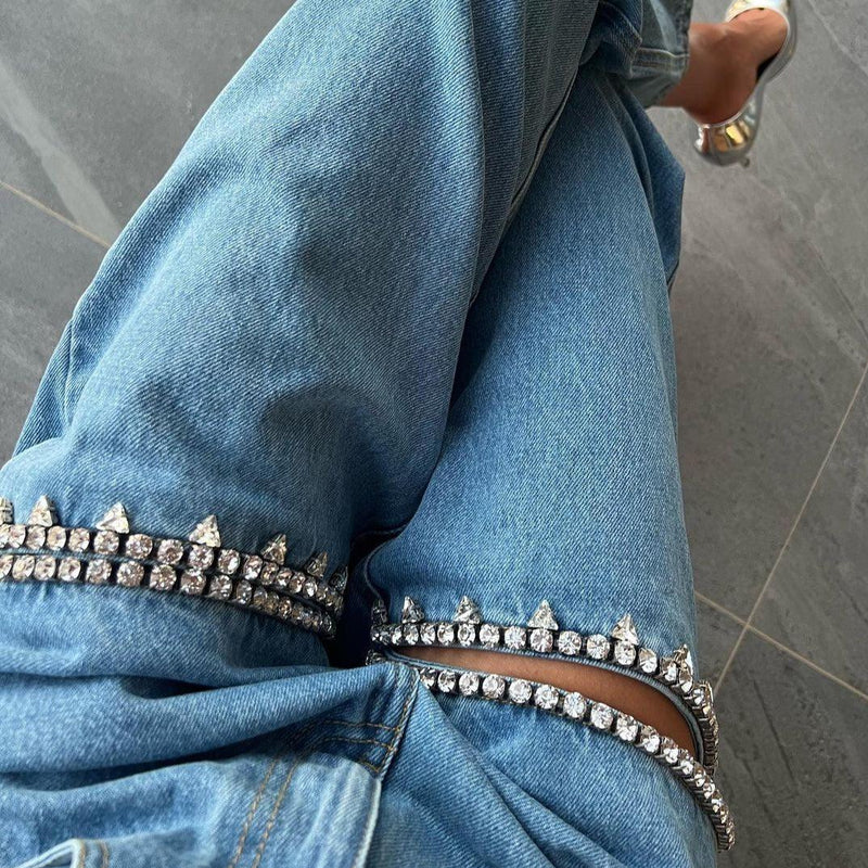 Gorgeous You Embellished Cutout High-Rise Jeans - Pants - Mermaid Way