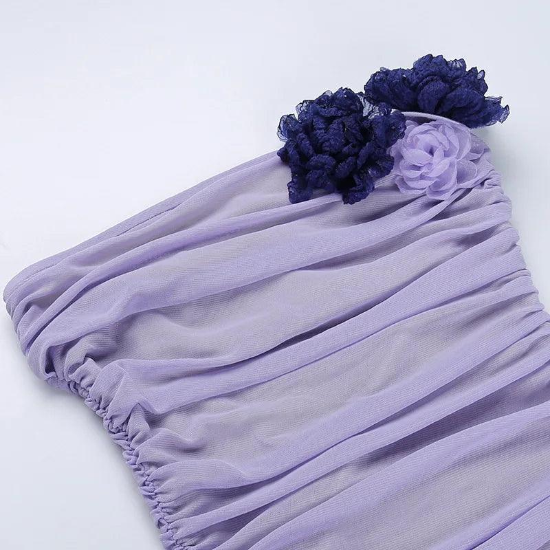 Used To Love Choker-Neck Mesh Mini Dress - Purple / S - Mermaid Way