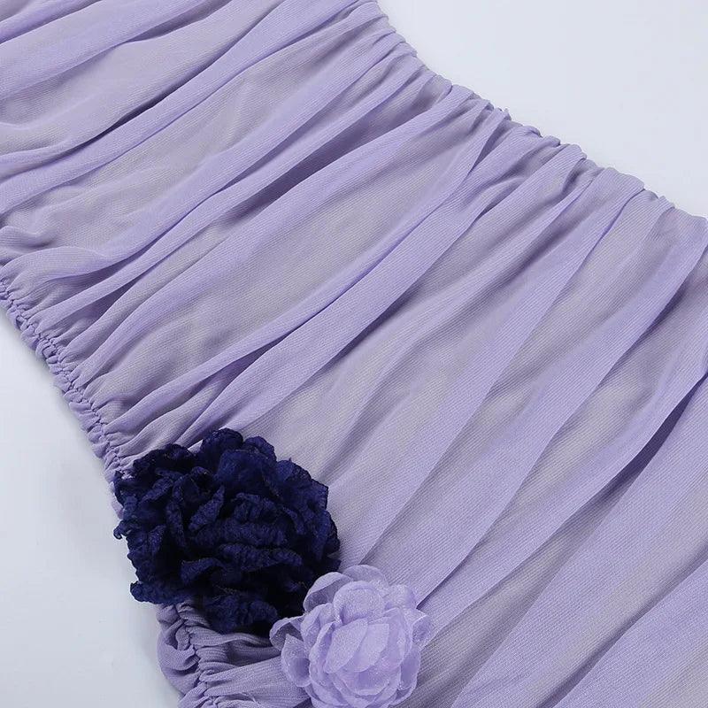 Used To Love Choker-Neck Mesh Mini Dress - Purple / S - Mermaid Way