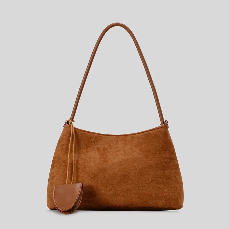 Velvet Hour Faux Suede Shoulder Bag - Khaki - Mermaid Way