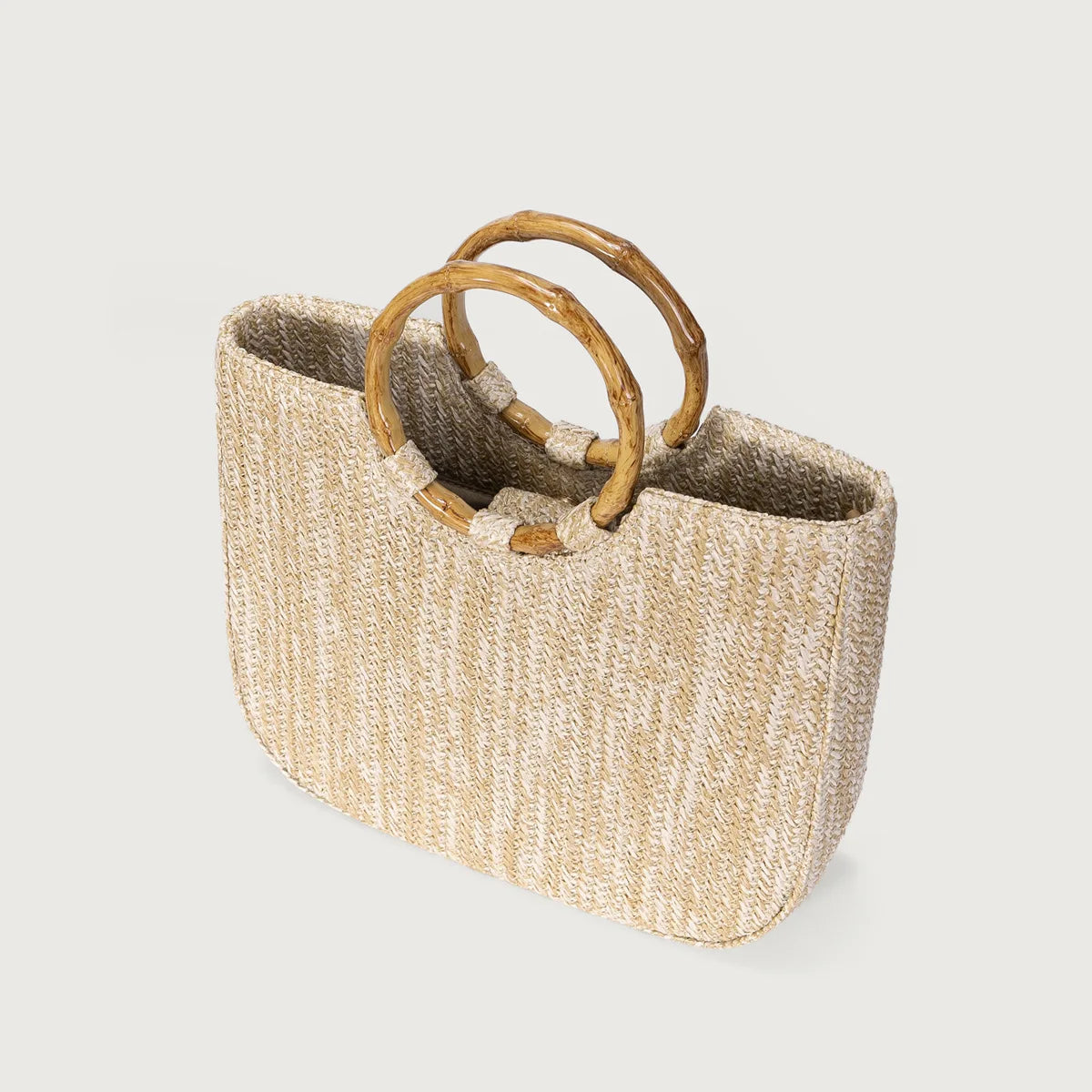 Verena Faux Bamboo Handle Beach Bag - Khaki - Mermaid Way