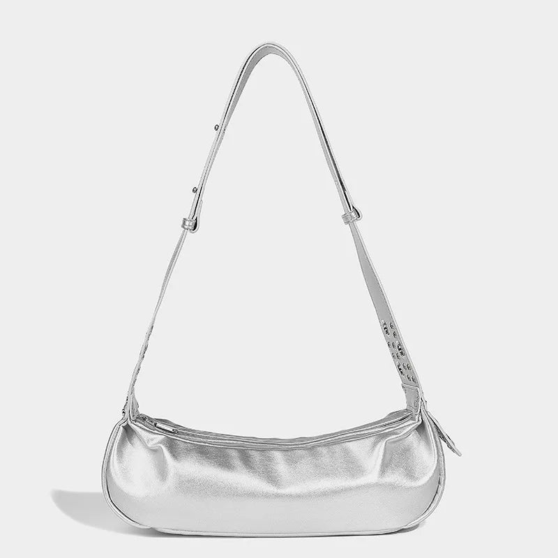 Vivienne PU Leather Shoulder Bag - Silver - Mermaid Way