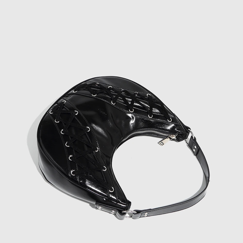 Xavera Half Moon Drawstring Bag - Black - Mermaid Way
