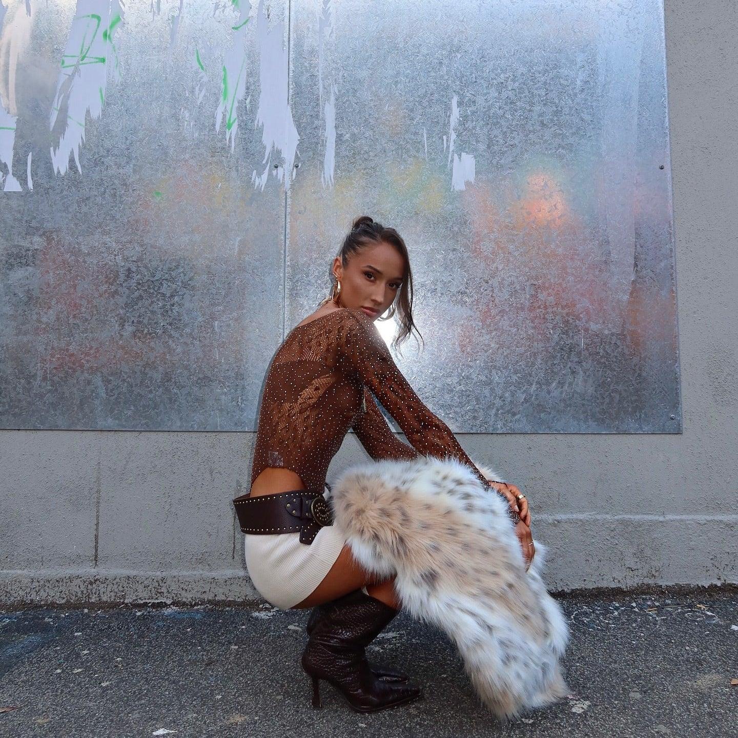 You're A Problem Cheetah Rhinestone Embellished Bodysuit Mermaid Way