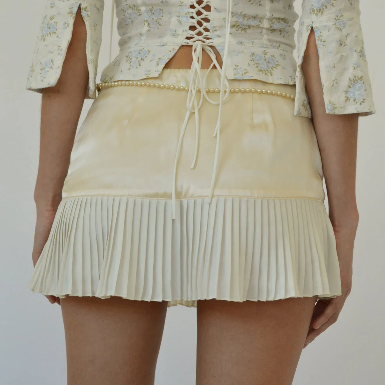 Zeina Satin Pleated Mini Skirt Mermaid Way