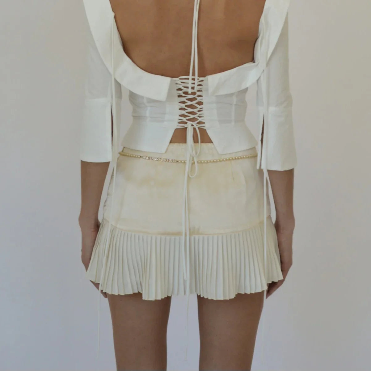 Zeina Satin Pleated Mini Skirt Mermaid Way